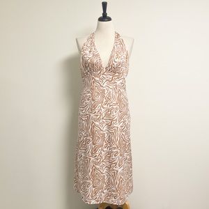 Song Of Style Jude Ivory Tan Halter Midi Backless Dress Medium Swirl Print